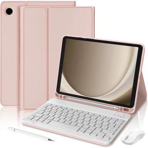 Coque Clavier pour Samsung Galaxy Tab A9 Plus / A11 Plus, Cuir PU Rose avec Clavier + Souris + Stylet - E.F.Connection - Neuf
