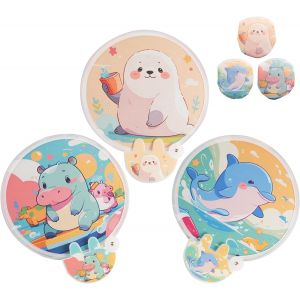 KALANKA-3 PCS Éventail Rond Pliant, Eventail Pliable, Animal Eventail Rond Pliable de Poche, Mini Éventails Ronds Pliants, Éventails Pop up Pliant à Main Portable, pour Festival, Mariage, Fête - Neuf