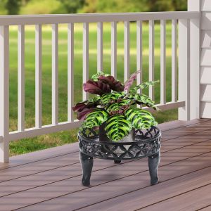 ERYI-Noir Support Plante Exterieur, Métal Porte Plante Interieur, Tabouret Plante Support Pot De Fleur Pour Plusieurs Plantes, Rond Etagere Fleur Affichage Etagere Plantes Pour Jardin Patio Décor - Neuf