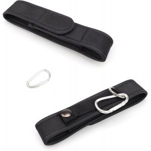 Jgd-Pochette Lampe 2 Pi&egrave;ces Nylon Etui Lampe Torche, Avec Mousqueton, Autocollant &Eacute;tui Lampe Tactique, Sac &Eacute;lastique Pour Lampe De Poche, Noir, Pour Camping, Escalade, Randonn&eacute;e - Neuf