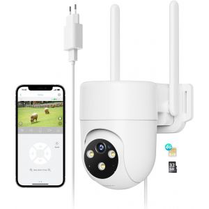 CHECARZHN--NO1-4G Cellulaire Caméra De Surveillance Extérieur Avec Carte Sim, Enregistreur 24/7 Avec Carte 32Go, 360° Ptz Ip 2K Caméra De Sécurité Avec Ai Humain Détection Et Vision Nocturne Couleur - Neuf