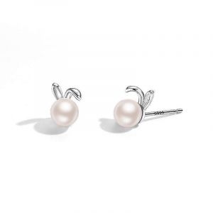 Or Blanc Plaqu&eacute; Perle Boucles D'oreilles S999 Boucles D'oreilles Hypoallerg&eacute;niques En Argent Sterling Pour Femmes Filles - Neuf