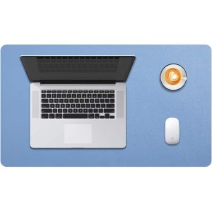 DDA-Sous-Main Bureau, Tapis de Bureau, Tapis de Clavier et Souris, Tapis de Portable, Pad Écriture, Mouse Pad, pour Bureau/Maison/Gaming, PU Étanche + Suède Antidérapant 60 x 35cm (Bleu Acier) - Neuf