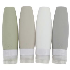 4 pièces bouteille de voyage en silicone grande ouverture conception étanche 90ml 4 couleurs compressibles récipients de voyage ensemble pour voyager - Neuf