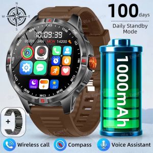 Montre Intelligente Boussole Étanche 1000Mah Grande Capacité De Batterie Surveillance De La Santé Et Du Sommeil Plus De 100 Modes De Sport Hommes Femmes Smartwatch Cadeau.Brown Bk-Steel.1000 Mah - Neuf