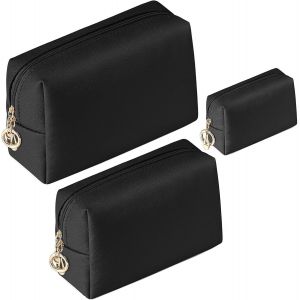 Grande Trousse Maquillage Set De 3Pcs Trousse De Toilette Voyage Femme Filles Ado Grand Capacit&eacute; Rangement Cosm&eacute;tiques En Cuir Pu Impermeable Pour Organiseur Kit Voyage Produit Cadeau Anniversaire - Neuf