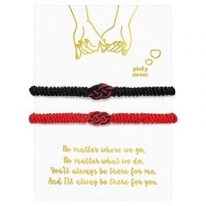 Bracelets De Couple Faits &Agrave; La Main Cordon Rouge Noir M&eacute;lang&eacute; Infini Amour Lucky Bracelet - Neuf