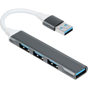 Hub USB 3.0 4 ports, hub de données USB ultra fin, extension USB 3.0, transfert de données haute vitesse pour MacBook, clés USB, ordinateur portable, ordinateur portable, disques durs externes, etc. - Neuf