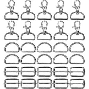 Porte-Clés En Métal Vrac Pivotant Mousquetons Anneaux En D Et Boucles Coulissantes Attaches Matérielles Pour Bricolage Artisanat Sac À Dos Sac À Main Sac À Main Ceinture En Cuir 10 Ensembles - Neuf