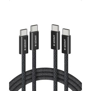 KALANKA-Zolo C&acirc;ble USB-C vers USB-C, 240W C&acirc;ble usb c Charge Rapide, 2 pack, Tress&eacute; et R&eacute;sistant &agrave; la Poussi&egrave;re, Connecteur Fin, pour iPhone 16/15 ProMax Plus, MacBook/iPad/Galaxy S24 (1,8m+1,8m, Noi - Neuf