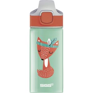 Jgd-- Gourde Enfant Avec Paille En Aluminium - Miracle Peaceful - &Eacute;tanche - Poids Plume - Sans Bpa - Certifi&eacute;e Neutre En Co2 - &Eacute;cole & Sport - Vert Motif Renard Indien - 0,4l - Neuf