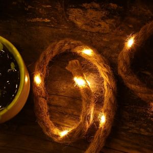 Jgd-Cha&icirc;ne Lumineuse Led D'&eacute;clairage De Long &Agrave; Piles Minuterie Corde En Coton Naturelle De Jute Ros&eacute;e Couleur De Lumi&egrave;re Blanc Chaud Jardin D&eacute;coration &Eacute;clairage Int&eacute;rie (40led 1,5m Fonctionne Sur Pil - Neuf