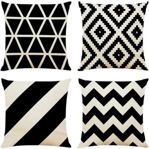 Noir housse de Coussin 45 x 45 cm Motif Geometrique, Canape, Salle de Sejour Chambre a coucher de Decoration - Neuf