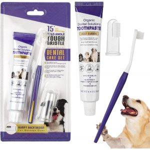 Kalanka-Brosse A Dent Chien Et Dentifrice(Dentifrice &Agrave; L'ar&ocirc;me De B?uf 70g+Brosse &Agrave; Dents &Agrave; Poils Souples+Brosse &Agrave; Doigts),Kit De Soins Dentaires,Pour &Eacute;limine La Plaque Dentaire - Neuf