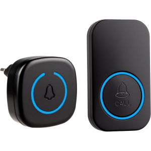 KALANKA-Sonnette sans Fil ext&eacute;rieur &eacute;tanche m&eacute;lodies avec LED, 5 Niveaux de Volume 0&iquest;120 DB, port&eacute;e 300 m, Bouton &agrave; Pile CR2032, id&eacute;ale pour Maison, Appartement, Bureau et Commerce - Neuf