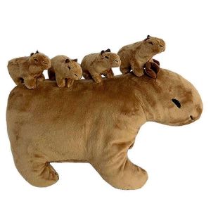 Peluche Capybara Avec 4 B&eacute;b&eacute;s Rongeurs, Peluche Animaux Sauvages Capybara Pour Filles Et Gar&ccedil;ons, Cadeaux De No&euml;l Et D'anniversaire - Yvan-A2 - Neuf