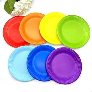 Checarzhn--No1-Lot De 35 Assiettes Rondes En Carton Colorées De 18 Cm Pour Fête D'anniversaire D'enfants, Desserts, Collations, Pique-Nique, Barbecue - Neuf
