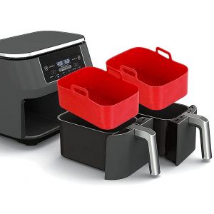 Lot de 2 pots en silicone rouge pour accessoires de friteuse &agrave; air Ninja DZ201 - Neuf