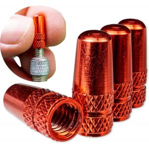 Kal-Bouchon De Valve En Aluminium, Lot De 4, Bouchons Rouges Compatibles Avec Les Valves Presta Et Françaises, Cache-Pneus Pour Chambres À Air De Vélo, Bouchons Valve Velo, Bouchon De Valve Presta Vé - Neuf