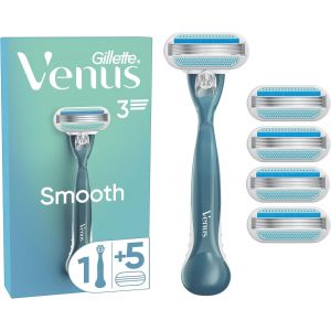 ERYI-Rasoir Pour Femme Smooth, Manche Réutilisable Et Compatible Avec Les Recharges Venus, Lot De 5 Rechanges A 3 Lames, Bande Lubrifiante Pour Protéger La Peau, Rasage De Près Confortable - Neuf
