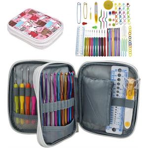 Set De Crochets,Outil De Crochet De 85 Pièces,Aiguilles À Tricoter Ergonomiques Avec Accessoire De Crochet Complet - Neuf