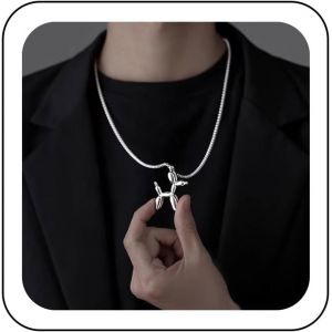 Kal-Collier Ours Argenté Collier Pendentif Ours Graffiti Long Collier Chaîne À Maillons Mignon Animal Ours Pull Collier Chaîne Bijoux Cadeaux Pour Femmes Filles - Neuf