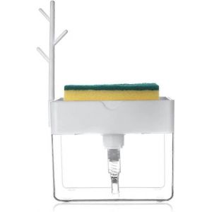 Distributeur de savon 2 en 1,distributeur de savon liquide,distributeur de détergent,avec porte-éponge - Neuf