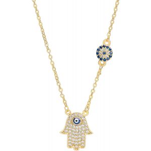 Kales-Splendide Collier Avec Pendentif 'main De Fatma' Ontre Le Mauvais ?il-Couleur Doré - Neuf