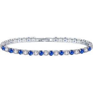 Kalsw-Bracelet En Zircone De 4 Mm Avec Cha&icirc;ne De Tennis En Diamant Rond - Neuf