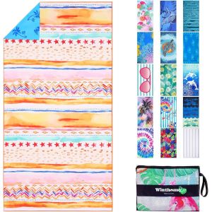 Serviette De Plage R&eacute;versible-Drap De Plage Grande 180x90cm,Serviette Plage Microfibre L&eacute;g&egrave;re S&eacute;chage Rapide Sans Sable,Beach Towel Pour Femme Homme,Vacances,Natation,Camping (1 Pack).[O208] - Neuf