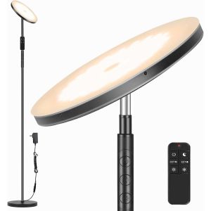 Lampadaire Led Sur Pied Salon, 36w 3600lm Lampe Salon Avec Variateur T&eacute;l&eacute;commande Et Contr&ocirc;le Tactile, Montage En 1 Minute, Base Lest&eacute;e De 2,5 Kg, Lampe Sur Pied Adapt&eacute; Pour Salon,Bureau(Noir &Eacute;l&eacute;gante - Neuf
