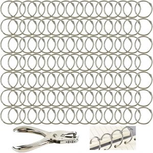 Anneaux De Reliure,100 Pi&egrave;ces Anneaux De Livre En M&eacute;tal Anneau Classeur De Feuilles Mobiles Avec Relieuse Perforeuse Pour Cahier Scrapbooking Livre Classeur Porte-Cl&eacute;s Bricolage - Neuf