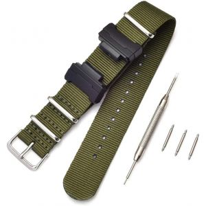 Kal-Nato Nylon Bracelet Compatible Avec Casio G-Shock Ga-110 120 Ga-400 Gd-100 Dw-5600 Gls-8900 Canvas Men Bracelet Band Black Adapters - Neuf