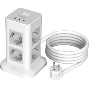 1700J Multiprise Parafoudre Avec 8 Prises, Tour Multiprise Avec 3 Usb C, Multiprise Usb C Avec Rallonge 2M, Multiprise Avec Interrupteur Pour Maison Et Bureau, 3600W Multiprise Bur[DYB980065] - Neuf