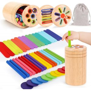 ChenQuanSarl-Jeux Montessori 1 2 3 Ans, 3 En 1 Jouets En Bois Jouet Enfant Fille Garcon Bebe 1 2 3 Ans Cadeau Fille Garcon B&eacute;b&eacute; 2 1 Ans Jeux Enfant 1-2 Ans - Neuf