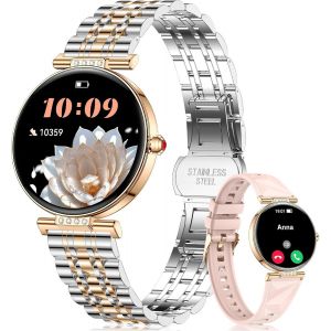 Montre Connect&eacute;e Femme Sport: Ronde Etanche Smartwatch Fitness Podometre - Montres Or Rose Appel Bluetooth Compatible Android iOS Femme Cadeaux - Neuf
