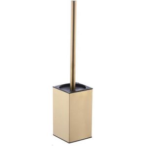 KAL-Brosse Wc Et Support En Acier Inoxydable, Autoportant, Long Manche, Ensemble De Brosse Wc Carrée, Nettoyeur Robuste Pour Salle De Bain, Avec Brosse En Plastique Amovible (Doré) - Neuf