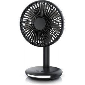 Csl Ventilateur De Table Sans Fil - Avec Batterie - Mini Ventilateur Usb - Moteur Dc Brushless Silencieux - Barre Lumineuse Dans Le Socle - Noir[VEN750622] - Neuf