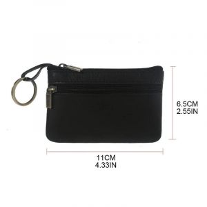 HUED-Sac à main rétro en cuir pour hommes et femmes, porte-clé Slim, fermeture éclair autour du portefeuille, solide, nouvelle mode unisexe-BK - Neuf