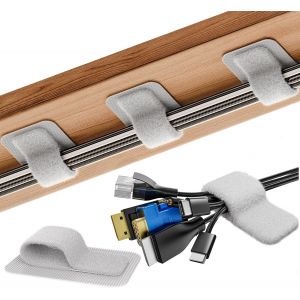 Gestion des c&acirc;bles sous le bureau, &iquest;Jusqu'&agrave; 15 c&acirc;bles&iquest; Organiseur de c&acirc;bles, attaches de c&acirc;bles auto-agrippantes r&eacute;glables, serre-c&acirc;bles sous la table, cache-c&acirc;bles, 20 paires - Neuf