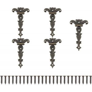 5 Pi&egrave;Ces Charni&egrave;Res Antiques Charni&egrave;Res R&eacute;Tro Avec Vis De Fixation Convient Pour Les Meubles D'Armoire, Tiroir, Porte, Biblioth&egrave;Que, R&eacute;Paration De D&eacute;Coration De Bo&icirc;Te &agrave; Outils (113 Mm X 69 Mm) - Neuf