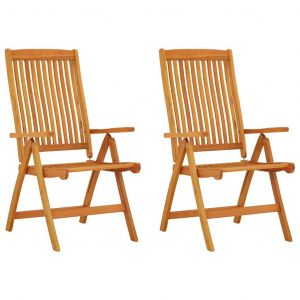 Prolenta Premium - Chaises De Jardin Pliables Lot De 2 Bois D'eucalyptus Massif - Neuf