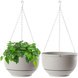Nouvelhorizonstore-2 Pi&egrave;ces Pots De Fleurs &Agrave; Suspendre, 23cm Pot De Fleurs Suspendu &Agrave; Arrosage Automatique,Pots De Fleurs Suspendus Pour Lext&eacute;rieur Avec Trous De Drainage Et Soucoupe Amovible Pour Pl - Neuf