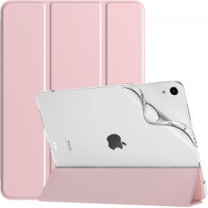 LORANKA-Coque pour iPad Air 11 Pouces (M3/M2-2025/2024), iPad Air 5e/4e G&eacute;n&eacute;ration 2022/2020 10,9 Pouces, &Eacute;tui Arri&egrave;re Translucide en TPU Souple, Housse Trifold avec R&eacute;veil/Sommeil Auto, Rose Dor&eacute; - Neuf