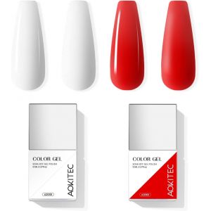 Kit De Vernis À Ongles Gel 2 * 8ml Vernis Gel Semi Permanent Kit De Vernis Ongles Kit De Vernis À Ongles Gel Manucure Diy Maison Cadeau Pour Femmes Noël(Blanc Et Rouge) - Neuf