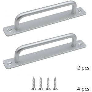 (Argent, 180 Mm) Lot De 2 Poignées De Porte Coulissantes Robustes En Alliage D'aluminium Pour Porte Intérieure Et Extérieure, Porte De Grange, Armoire, Placard, Chambre À Coucher, Avec 4 Vis - Neuf