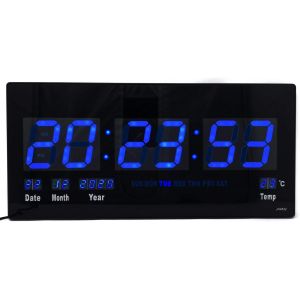 Starlet24 JH4622 Horloge murale LED avec affichage de la date et de la température Bleu 45 x 22 cm - Neuf