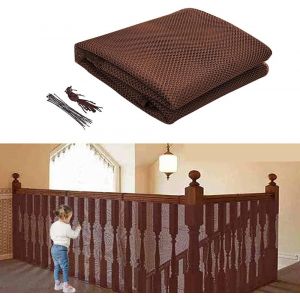 Filet De Sécurité Enfant 300 X 79 Cm Pour Escaliers - Café, Filet De Protection Balcon, Filet Anti-Chute Pour Chats - Neuf