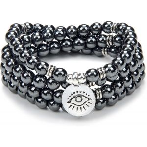 Kalsw-108 Mala Perles De Pri&egrave;re Bracelet Collier Protection Yoga M&eacute;ditation Bijoux Avec Le Charme Mauvais ?il Yoga Symbole - Neuf