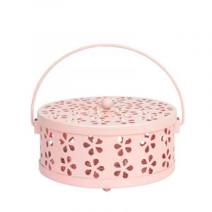 Répulsif Anti-Moustique Classique (Rose, 13,5 Cm De Diamètre) Répulsif Anti-Moustique Portable En Métal Avec Couvercle Anti-Brûlure Motif Ajouré Vintage - Neuf